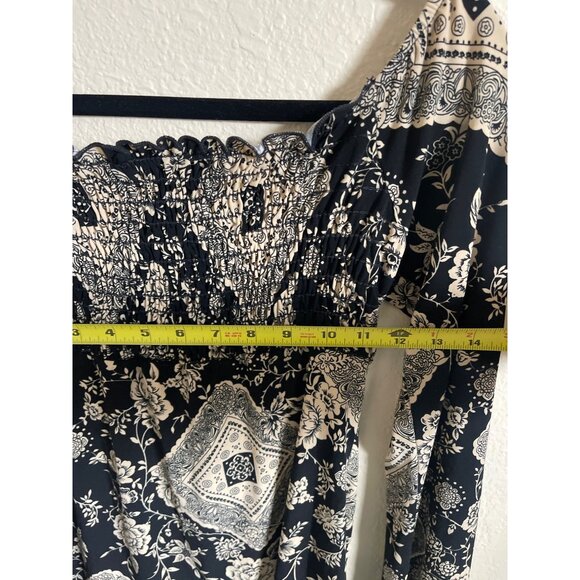 VTG Body Central Juniors Size S Long Sleeve Square Neck Y2K 90s‎ Grunge Print - Picture 5 of 6